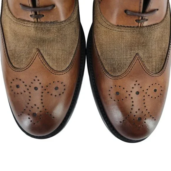 New Bruno Magli Italy Brown Leather Suede Wingtip Oxfords Mens 10M Dress Shoes - Picture 12 of 13